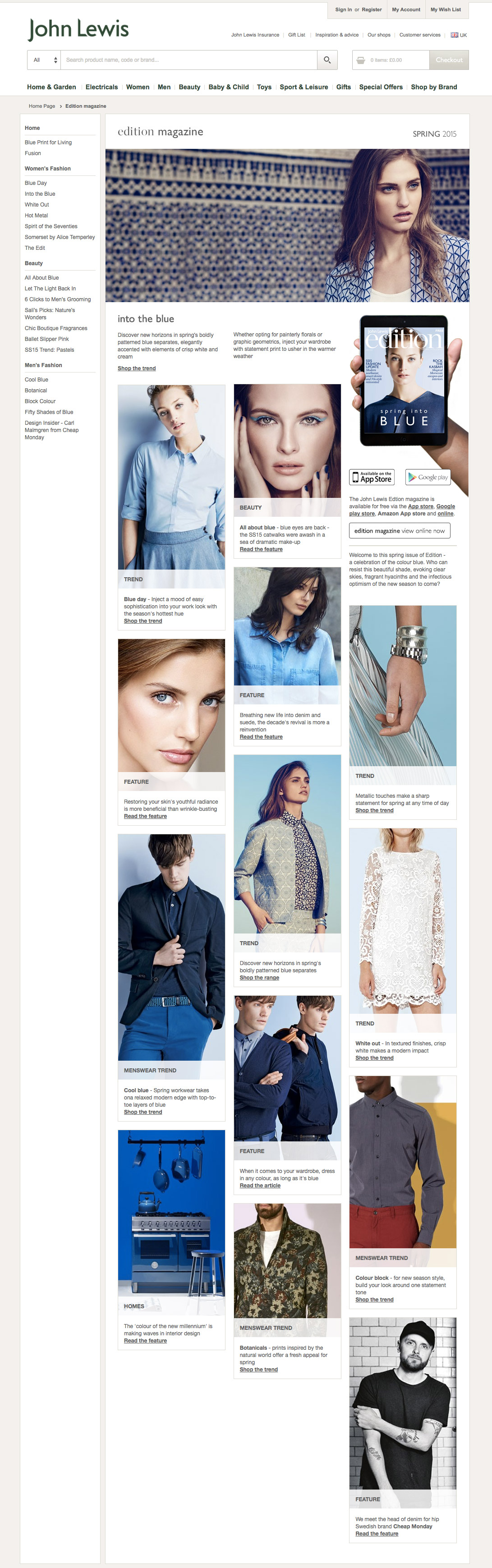 John Lewis page design
