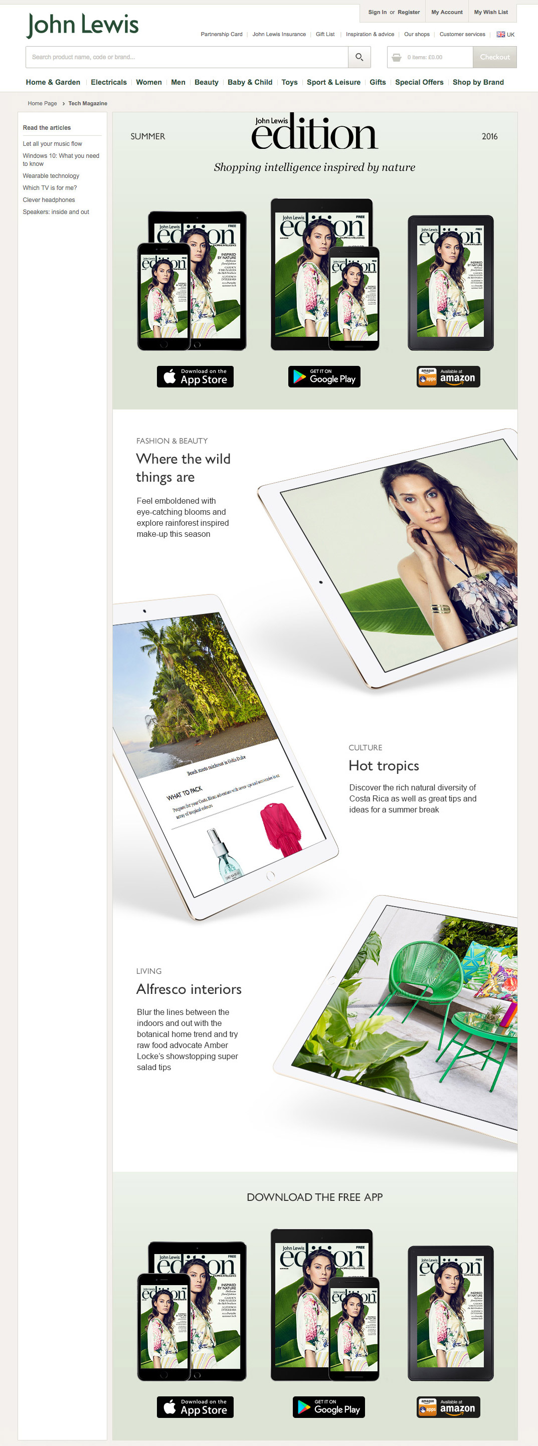 John Lewis page design