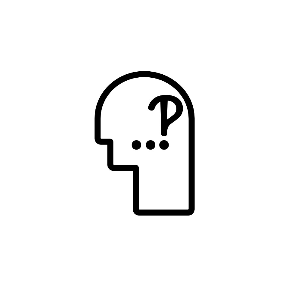 Exploration design for a logo for a mental health podcast. It uses the interrobang punctuation mark.