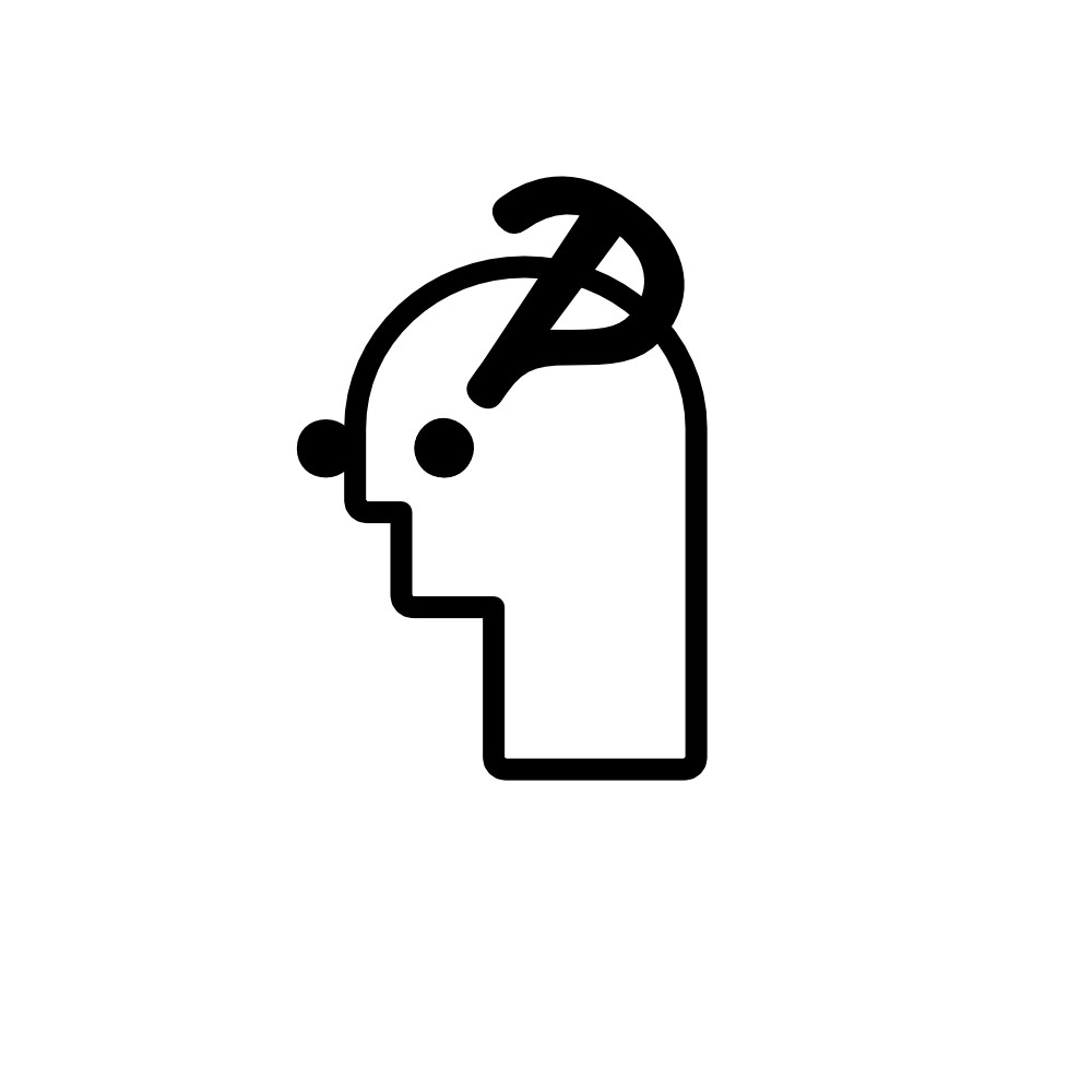 Exploration design for a logo for a mental health podcast. It uses the interrobang punctuation mark.