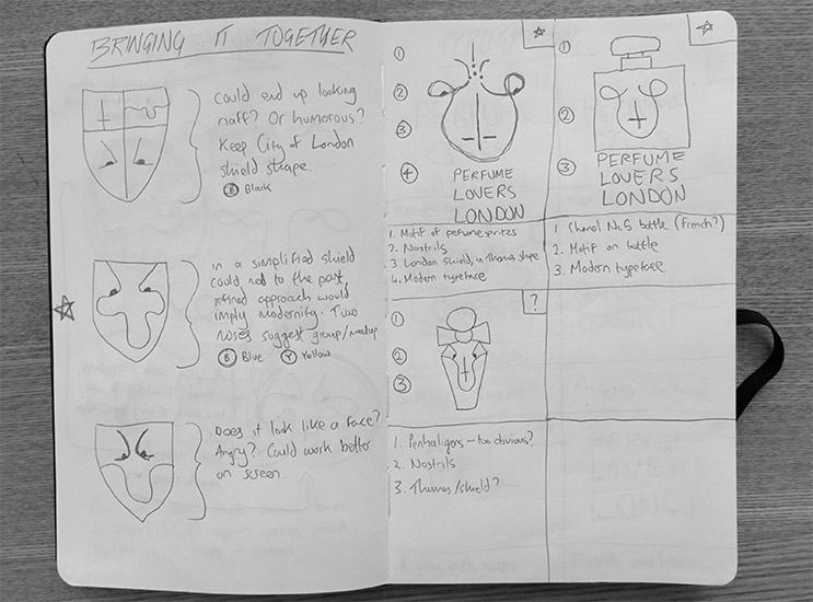 Perfume Lovers London logo sketches