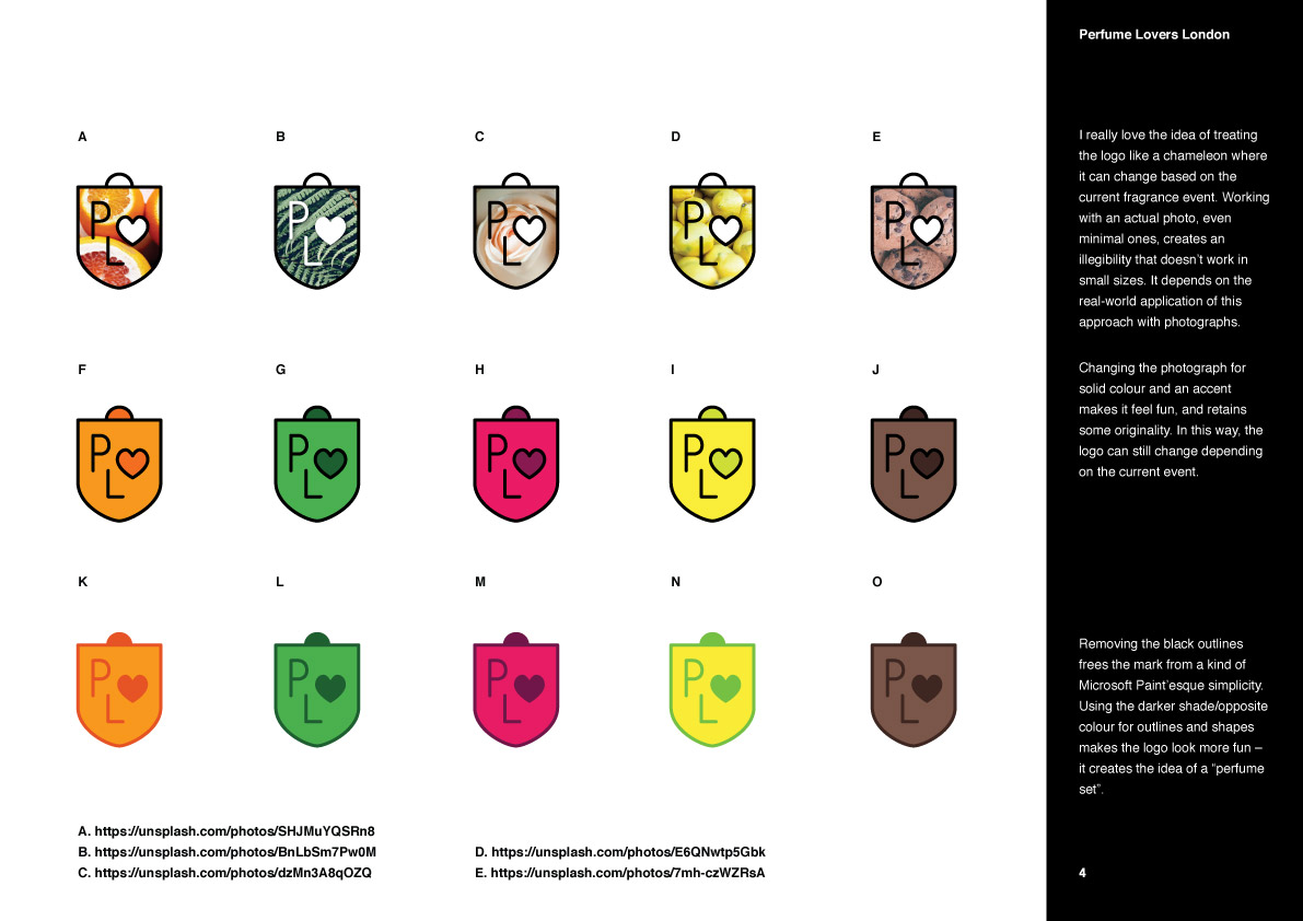 Perfume Lovers London logo refinement