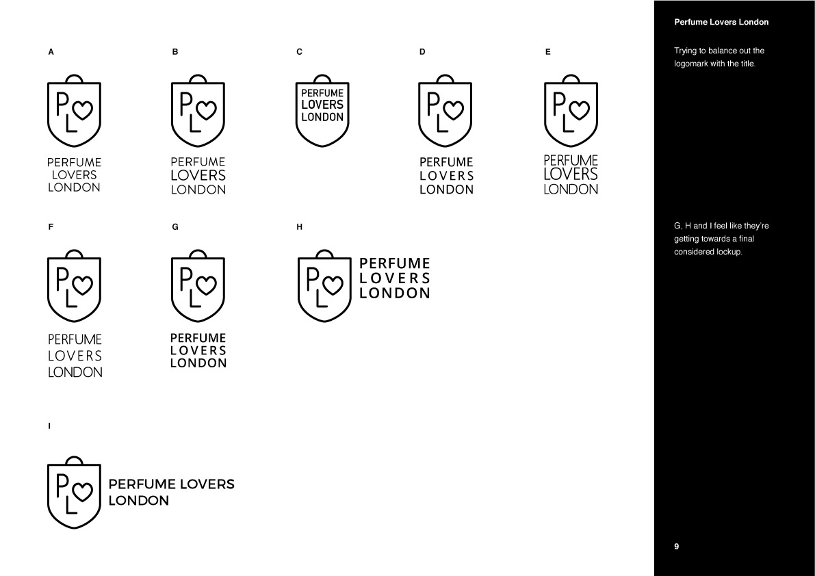 Perfume Lovers London logo refinement