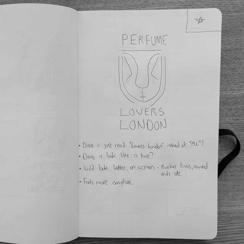 Perfume Lovers London logo sketches