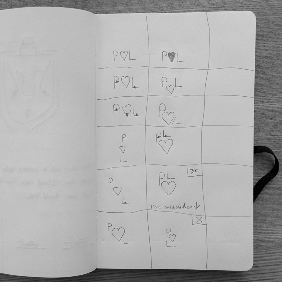 Perfume Lovers London logo sketches