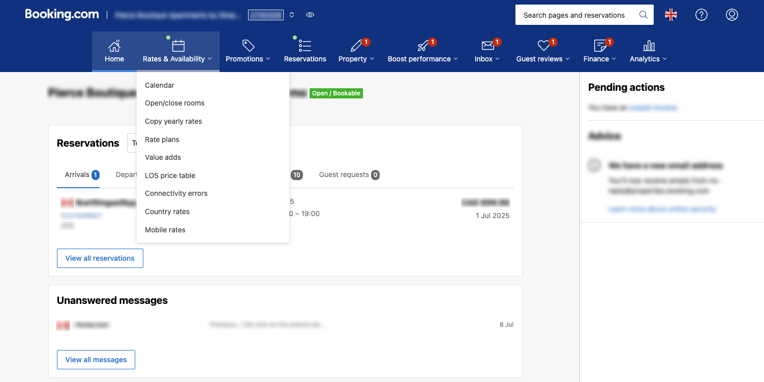 An image of a user admin area.